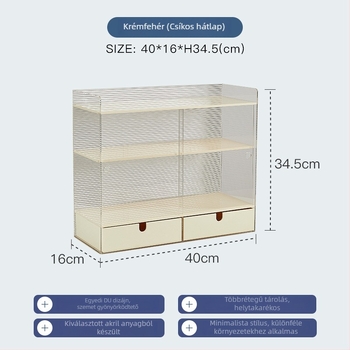 Akril asztali ékszerdoboz rekeszekkel, modern minimalist sminktároló
