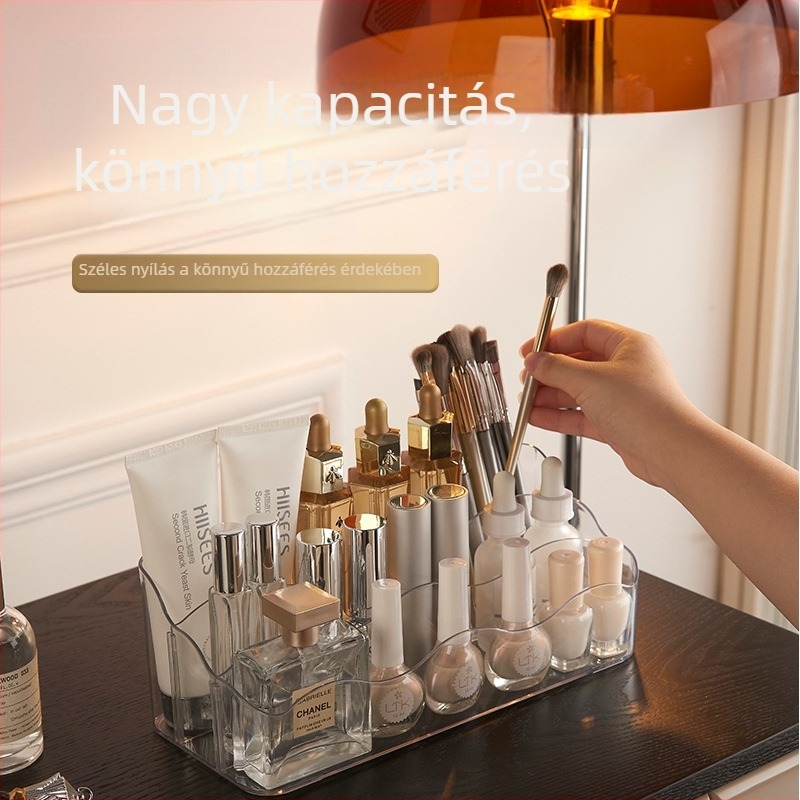 Átlátszó akril rúzstároló – asztali sminktároló, nagy kapacitás, elegáns könnyed luxus