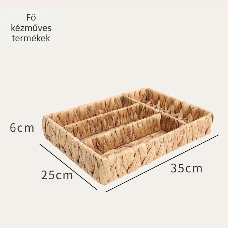 Kézzel font fonott többrekeszes asztali tárolókosár távirányítók és egyéb kisebb tárgyak rendezéséhez