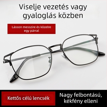 Titánium ultra-könnyű multifokális olvasószemüveg, anti-kék fény, közelre és távolra, uniszex