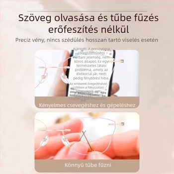 Rim nélküli olvasószemüveg anti‑kék fény védelemmel, ultra‑könnyű, elegáns női szemüveg közelre és távolra látáshoz, modell 5703
