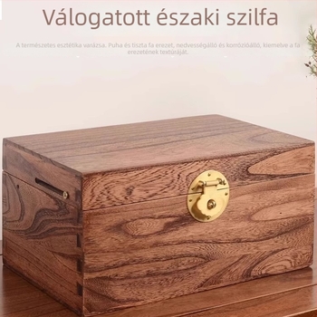 Fekete diófából készült ékszertartó doboz, kínai stílusú, egyszerű dizájn, többrétegű rekeszekkel a nyakláncok és a karkötők számára