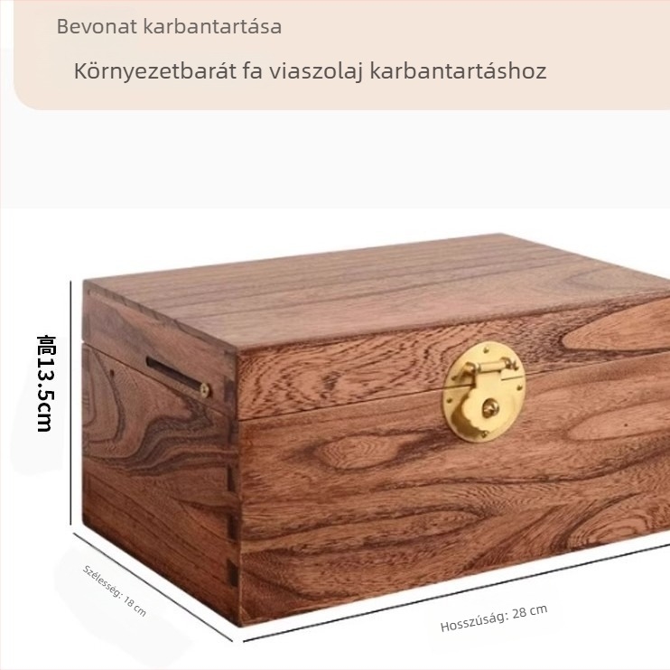 Fekete diófából készült ékszertartó doboz, kínai stílusú, egyszerű dizájn, többrétegű rekeszekkel a nyakláncok és a karkötők számára