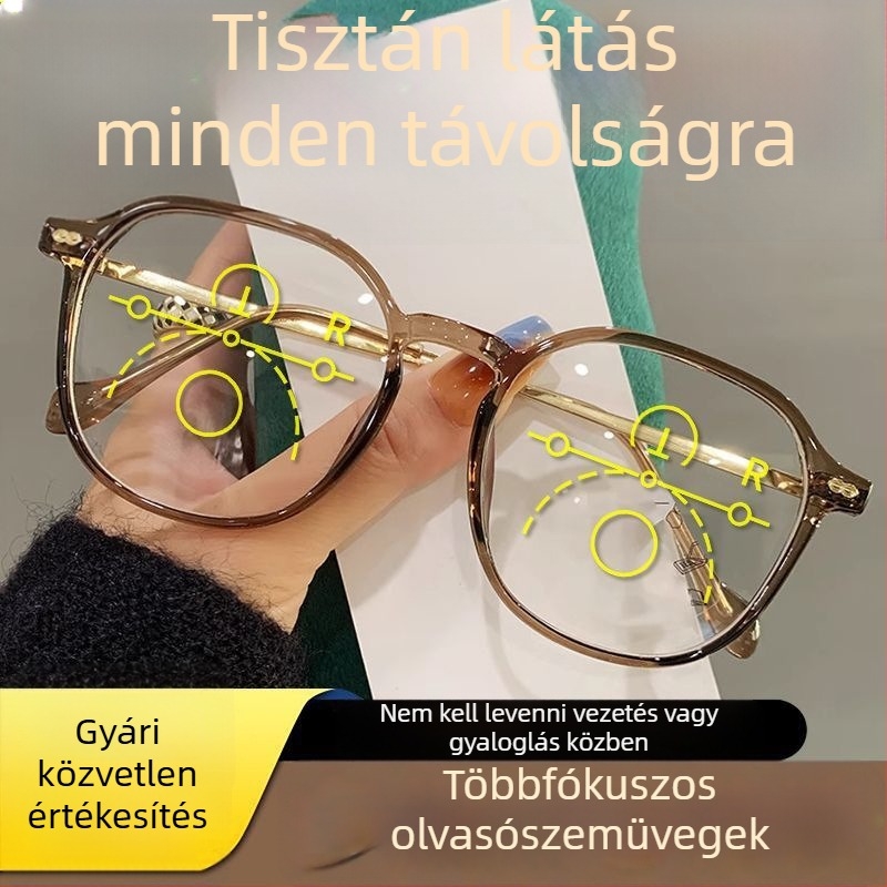 Magas minőségű intelligens zoom olvasószemüveg távoli, középtávú és közelre látáshoz — fotokromikus lencsék, kékfény elleni védelem, progresszív többfokú lencsék