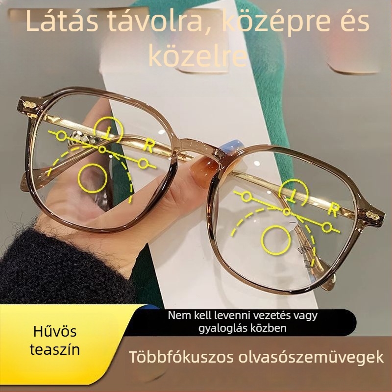 Magas minőségű intelligens zoom olvasószemüveg távoli, középtávú és közelre látáshoz — fotokromikus lencsék, kékfény elleni védelem, progresszív többfokú lencsék