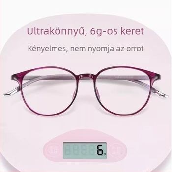 Kiváló minőségű olvasószemüveg középkorú és idős nők számára, kékfény elleni védelem, ultrakönnyű, vintage stílusú kerek keret