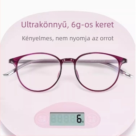 Kiváló minőségű olvasószemüveg középkorú és idős nők számára, kékfény elleni védelem, ultrakönnyű, vintage stílusú kerek keret