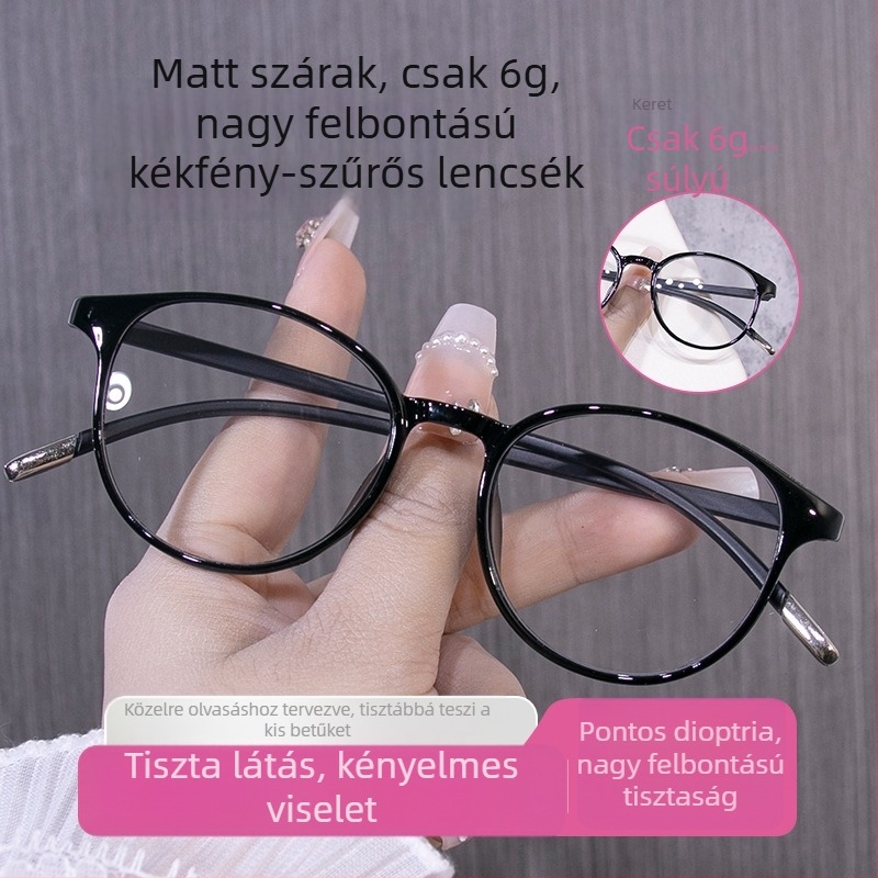 Kiváló minőségű olvasószemüveg középkorú és idős nők számára, kékfény elleni védelem, ultrakönnyű, vintage stílusú kerek keret