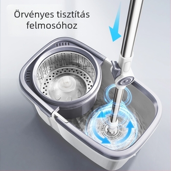 Nagy leválasztható forgó mop kéz nélküli használathoz és automata kinyomó vödörrel