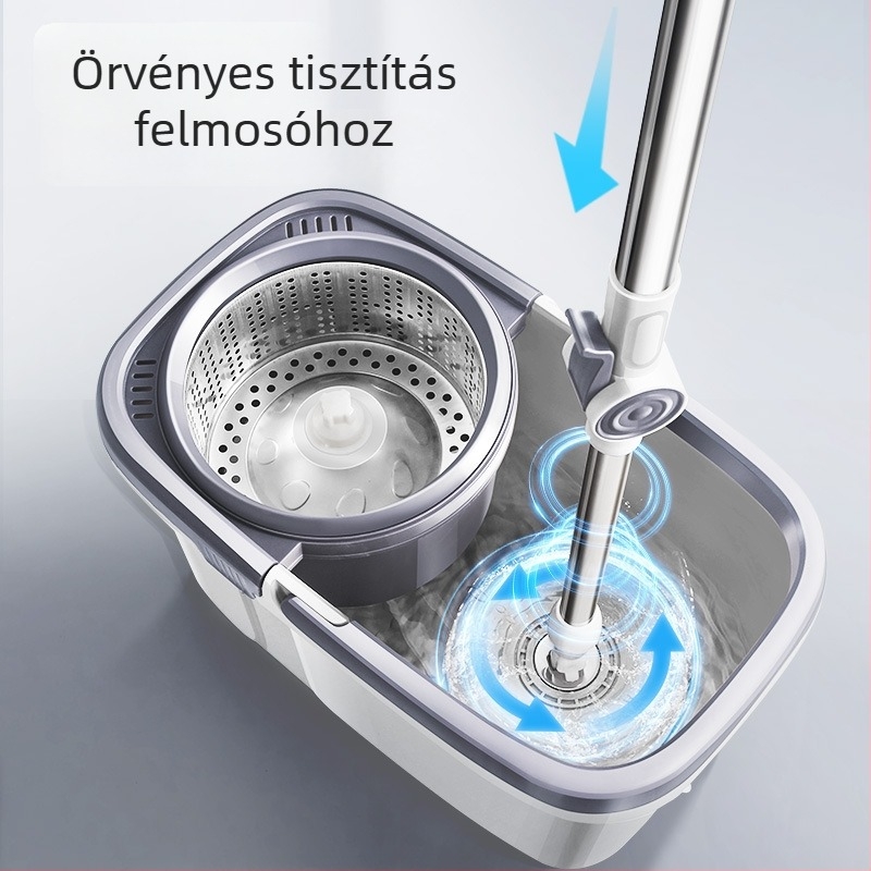 Nagy leválasztható forgó mop kéz nélküli használathoz és automata kinyomó vödörrel