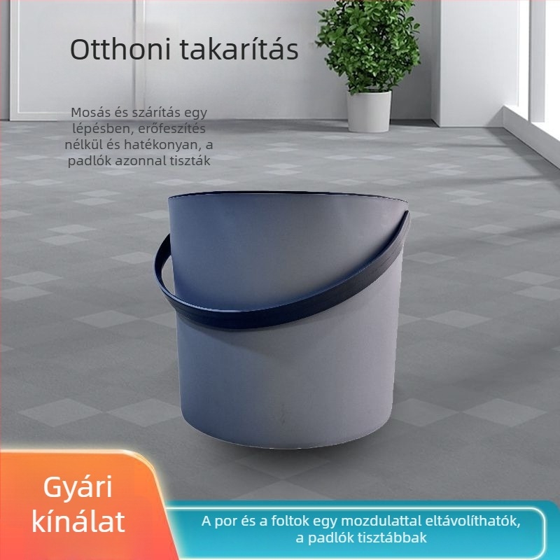 Kerek forgó felmosó vödör szett beépített öblítéssel és érintésmentes kinyomással, padlókhoz és csempékhez
