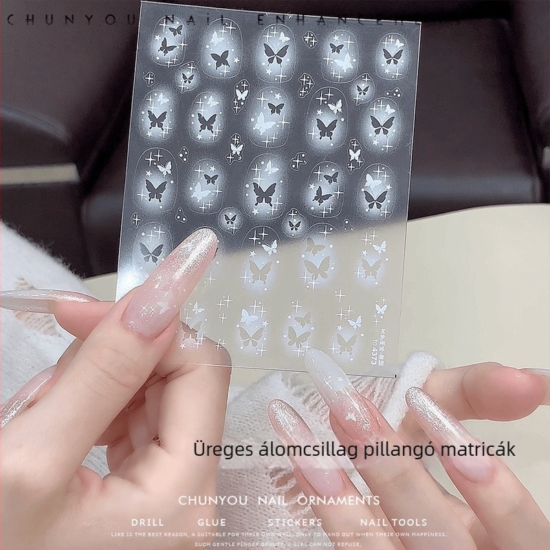 Star Dream pillangó üreges mintájú körömdíszítő matrica
