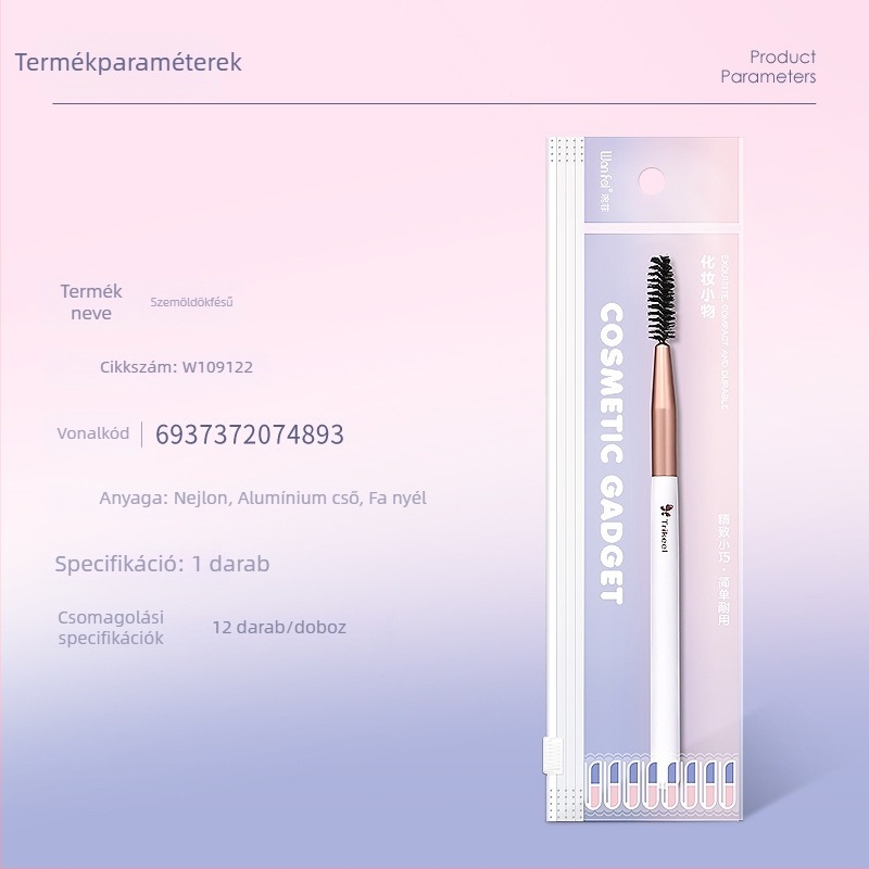 Wanfei Fából készült fogantyújú szempillafésű, szemöldökfésű és szempilla göndörítő, nylon sörtékkel, 16 cm hosszú