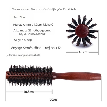 Hajhullámokhoz készült fésű sertésszőrrel, belső hengeralakú curling fésű, hajformázó roller fésű otthoni és szalon használatra, professzionális férfiak és nők számára