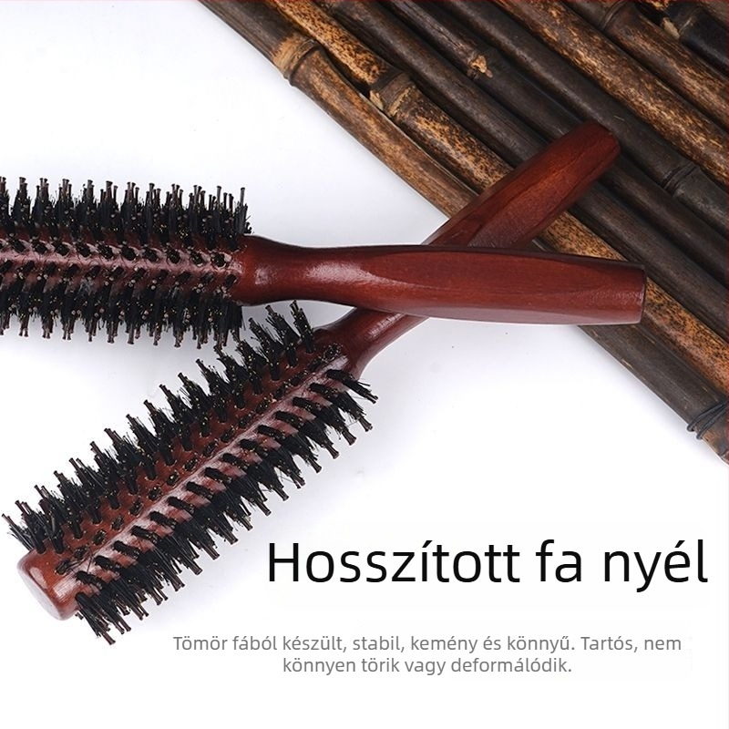 Hajhullámokhoz készült fésű sertésszőrrel, belső hengeralakú curling fésű, hajformázó roller fésű otthoni és szalon használatra, professzionális férfiak és nők számára