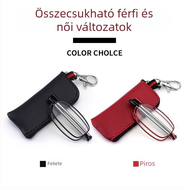 Könnyű, hordozható olvasószemüveg anti-kék fény védelemmel, összecsukható keret, négyzet alakú
