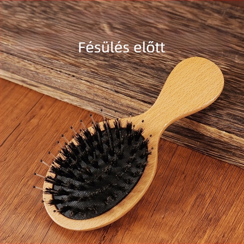 Könnyű, hordozható légpárnás fésű a fejbőr masszírozásához, sertésszőrös sörtével és nylon hajkiegyenesítő fésűvel