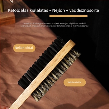 Kétoldalas szakállkefe természetes sörtékkel, tömör fa fogantyúval a férfiak formázásához