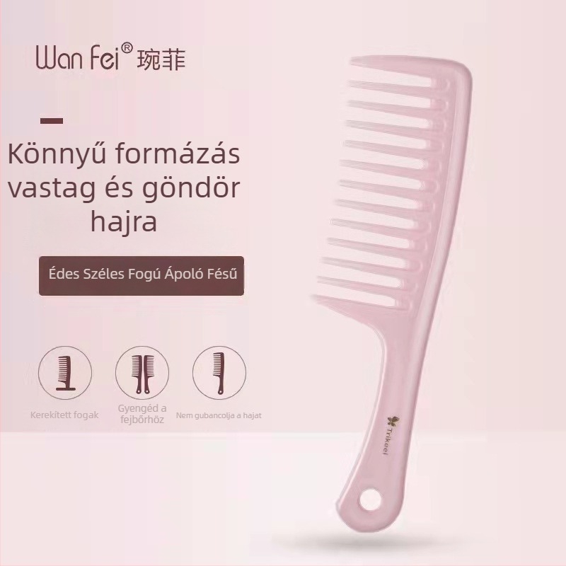 Wanfei széles fogú hajkefe – vast hajúaknak, nagy hullámok, fejbőr masszázs, műanyag ABS