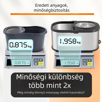 Megvastított rozsdamentes acél forgó mop vödör háztartási használatra, kéz nélkül mosás, száraz és nedves felmosásra, egy lépéses tisztítás