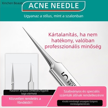 Orvosi minőségű mitesszer-eltávolító készlet tűkkel, akne-klipszekkel, sejtes fogóval és csipesszel