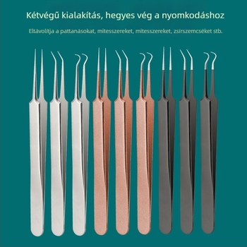 Akne tűk és precíz mitesszercsipesz-készlet, kinyomó eszközzel a pattanásokhoz