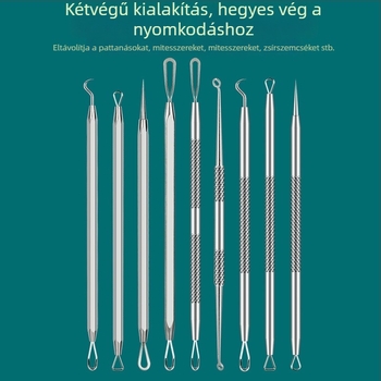 Akne tűk és precíz mitesszercsipesz-készlet, kinyomó eszközzel a pattanásokhoz