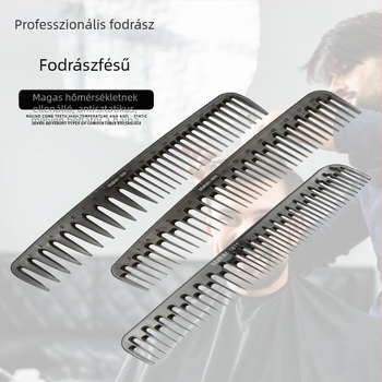 Hőálló fodrászfésű, professzionális használatra, kétfunkciós, hosszú, rövid és széles fogakkal