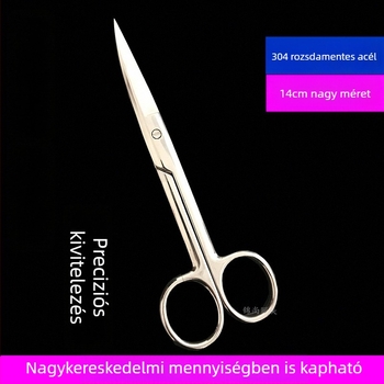 Rozsdamentes acélból készült ívelt olló szemhéjragasztó szalaghoz, 14 cm, professzionális sminkeszköz