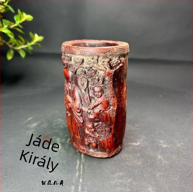 Jade tolltartó dísz – Hibiszkusz köves faragású szobor, dekorat elem otthonra és irodába, házavató ajándék