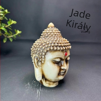 Jade Buddha fej dísz, kőből készült szobor otthonra és irodába, házavató ajándék