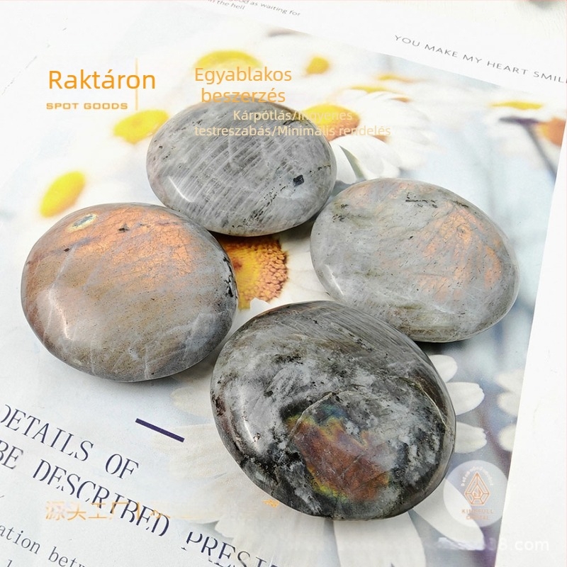 Labradorit természetes kristály kerek dísztárgy az otthonba