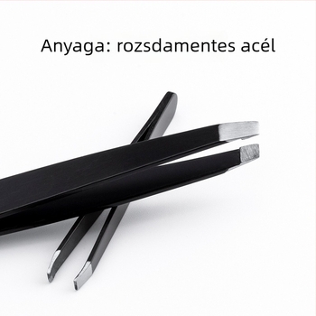 Két darabos rozsdamentes acél szemöldökcsipesz készlet ferde végű csipesszel a szőrszálak eltávolítására, szemöldök formázására és szakáll ápolására