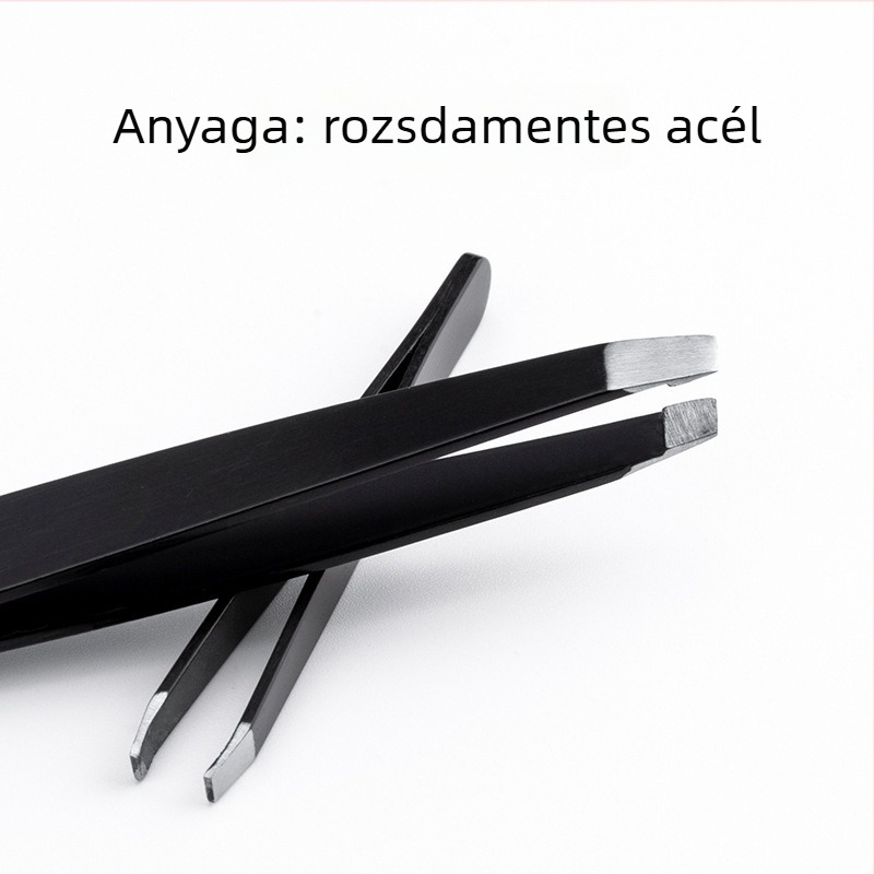 Két darabos rozsdamentes acél szemöldökcsipesz készlet ferde végű csipesszel a szőrszálak eltávolítására, szemöldök formázására és szakáll ápolására