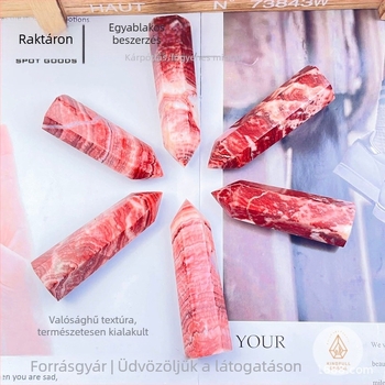 Természetes pork stone hexagonális egypontos energiaoszlop kristály dekoráció