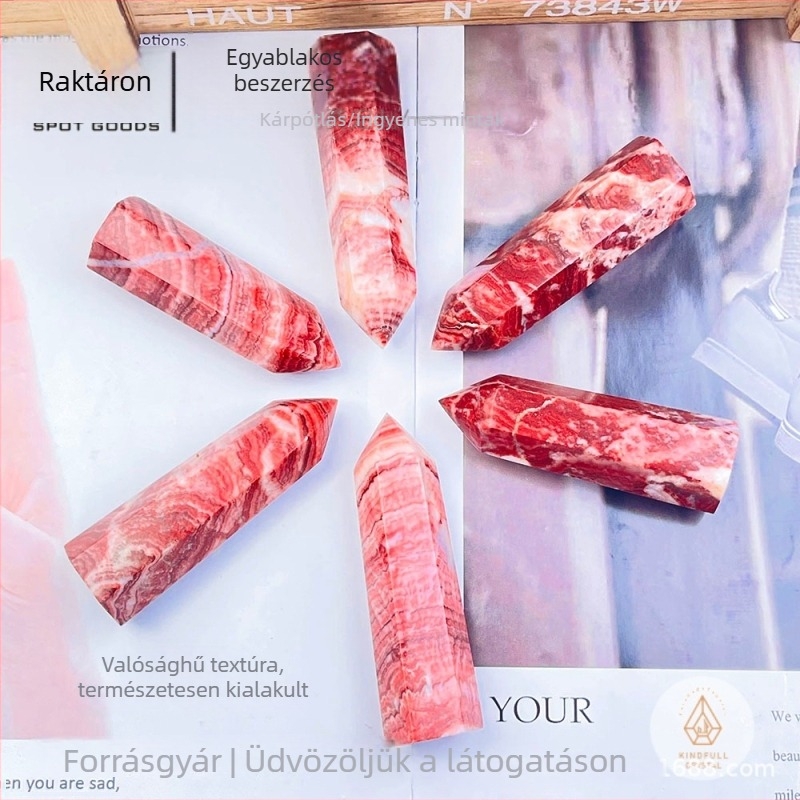 Természetes pork stone hexagonális egypontos energiaoszlop kristály dekoráció