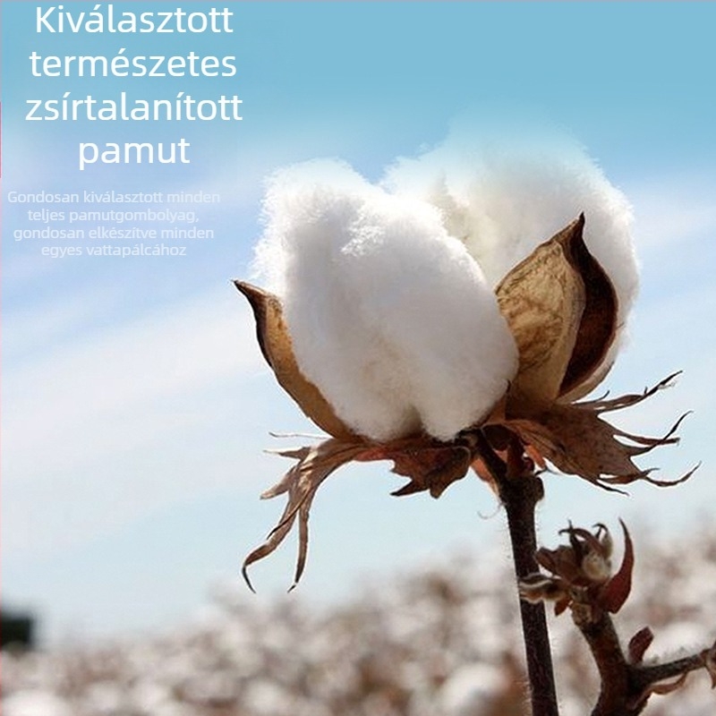 Egyszer használatos pamuttapálcikák kettős végű bambusz bottal, hengeres csomagolásban, 300 végével