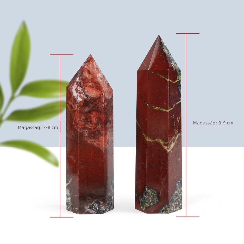  Kristályos vérkő oszlop, hexagonális alakú, egypontos csúccsal, asztali dekoráció