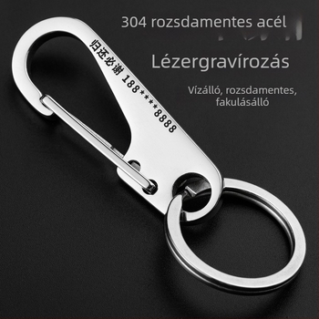 304 rozsdamentes acélból készült, extra vastag kulcstartó gravírozott táblával, férfi autókulcsokhoz