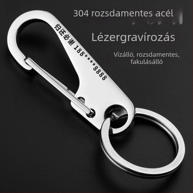 304 rozsdamentes acélból készült, extra vastag kulcstartó gravírozott táblával, férfi autókulcsokhoz
