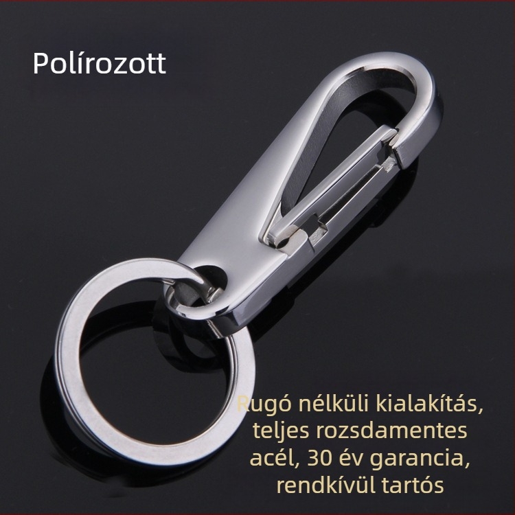Polírozott 304 rozsdamentes acél kulcstartó, autókulcstartó, patkó alakú csattal, férfiaknak, prémium fém kiegészítő.
