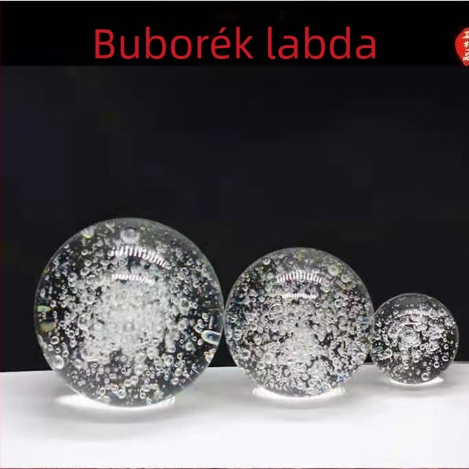 Kristályos buborékos gömb – áttetsző üveggolyó irodai és otthoni dekorációhoz, modern minimalist stílus