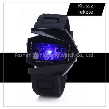 Iskolásoknak szánt digitális óra világító kijelzővel, 46 mm-es nagy számlappal, szilikon szíjjal, gyanta tokkal, elektronikus mozgással