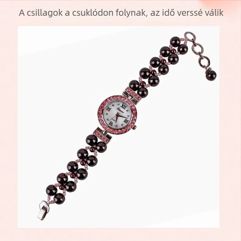 Női kvarcóra gránát karkötővel és rubin díszítéssel – elegáns luxus ajándék