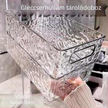 Akril asztali tároló kozmetikumokhoz, bőrápoláshoz és nassolnivalókhoz – átlátszó, egymásra pakolható tároló