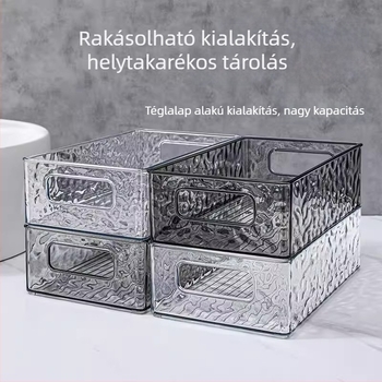 Akril asztali tároló kozmetikumokhoz, bőrápoláshoz és nassolnivalókhoz – átlátszó, egymásra pakolható tároló