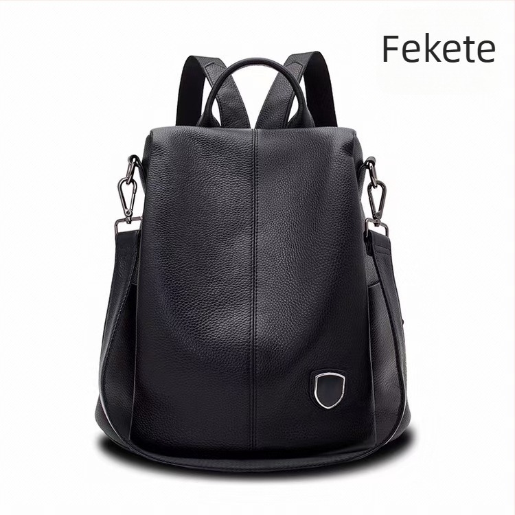 Női hátizsák első réteg marhabőrből, minimalist stílusú mindennapi és utazási használatra, anti-theft, belső zsebek, vállon hordható, Jump Up