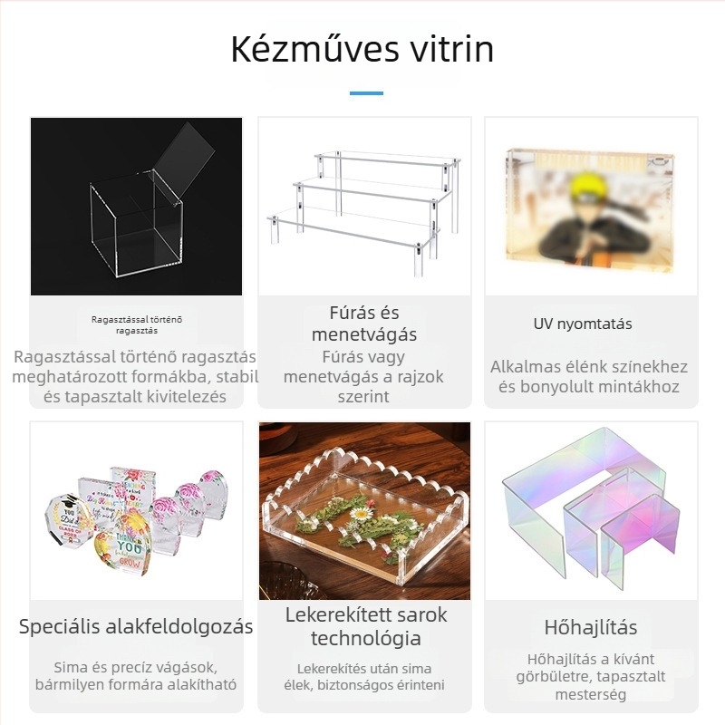 Átlátszó akril szemüvegtartó és kijelző doboz az asztalra rekeszekkel