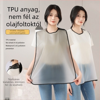 Vízálló TPU ujjak nélküli felnőtt etető kötény, evéshez, olajálló és fröccsenésvédő