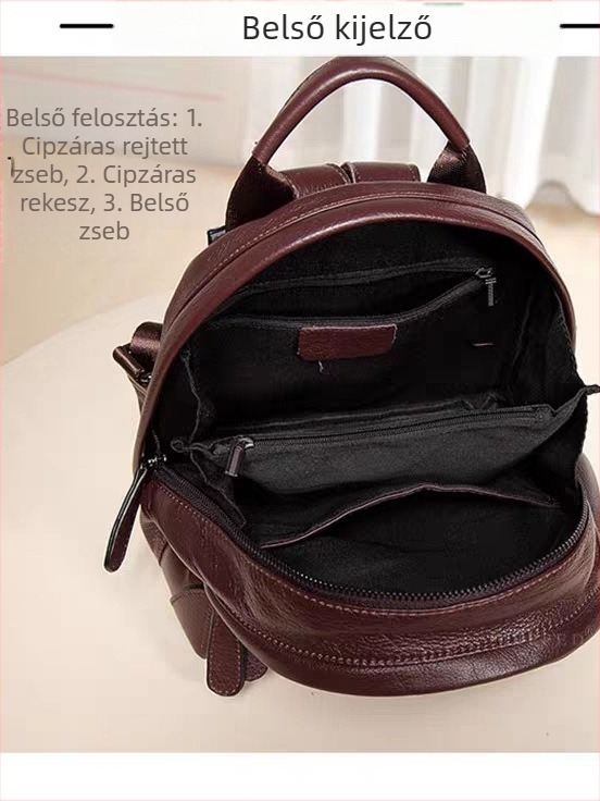 Első osztályú marhabőr hátizsák, prémium retro női utazótáska, nagy kapacitású